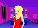 voluptuous cartoon woman in red dress