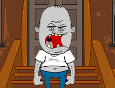 cartoon JD Bitterman on his front steps